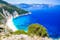 photo of view Kefalonia, Greece. Myrtos Beach, most beautiful beach of the island and one of the most beautiful beaches in Europe, divarata, Italy.