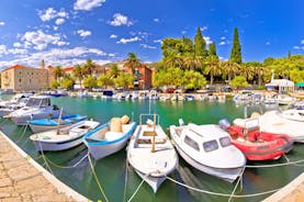 photo of a beautiful panoramic view of Kastel Luksic harbor and landmarks summer view, Split region of Dalmatia, Croatia.