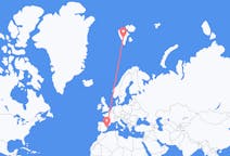 Vols de Valence vers Svalbard
