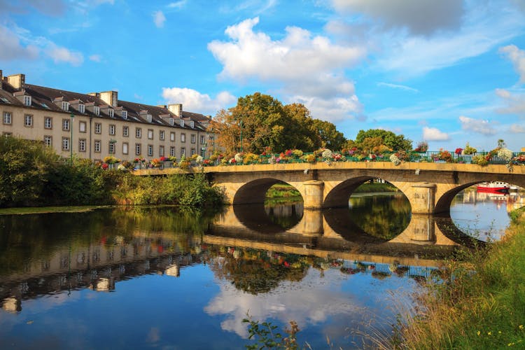 Photo of reflection of a bridge on Nantes Brest canal in Pontivy Brittany France