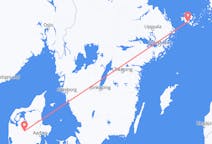 Flyg från Mariehamn, Åland till Karup, Mittjylland, Danmark
