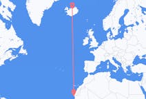 Vluchten van Nouadhibou, Mauritanië naar Akureyri, IJsland