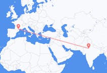 Flyg från Jaipur, Indien till Carcassonne, Frankrike
