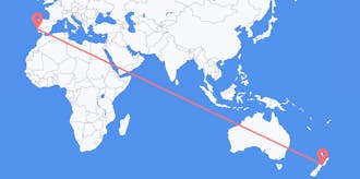 Lennot Uudesta-Seelannista Portugaliin