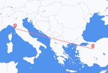トルコのエスキシェヒルから、イタリアのピサまでのフライト