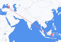 Lennot Makassarista, Indonesia Trabzoniin, Turkki
