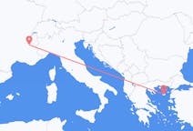 Lennot Grenoblesta, Ranska Lemnosille, Kreikka