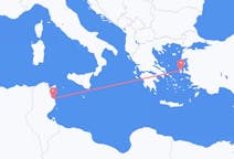 チュニジアのモナスティルから、ギリシャのキオスまでのフライト