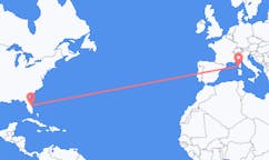Flyreiser fra Melbourne, USA til Ajaccio, Frankrike