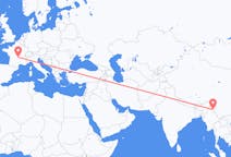 Flyrejser fra Myitkyina, Myanmar (Burma) til Clermont-Ferrand, Frankrig