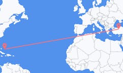 Flyreiser fra San Salvador, Bahamas til Ankara, Tyrkia