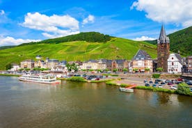 photo of an aerial panoramic view of Bernkastel-Kues is a well-known winegrowing center on the Moselle, Germany.