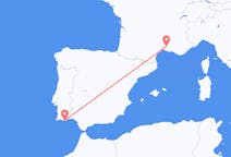 Loty z dystryktu Faro, Portugalia do Nimesa, Francja