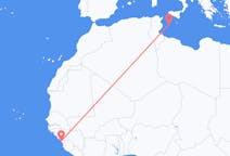 Flug frá Conakry, Gíneu til Lampedusa, Ítalíu