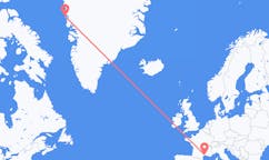Lennot Upernavikista, Grönlanti Montpellieriin, Ranska