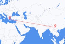 Lennot Kunmingista, Kiina Plakaan, Kreikka