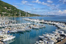 Photo of beautiful harbor of Savona, Liguria, Italy.