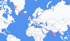 Lennot Thoothukudista, Intia Ilulissatiin, Grönlanti