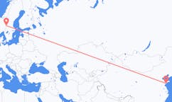 Lennot Qingdaosta, Kiina Rörbäcksnäsiin, Ruotsi