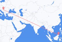 マレーシアのサンダカンから、クロアチアのオシエクまでのフライト