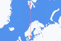 スウェーデンのカルマルからから、スバールバル諸島とヤンマイエン島のロングイェールビーンまでのフライト