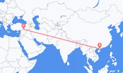 Lennot Zhanjiangista, Kiina Şanlıurfaan, Turkki