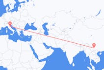 Flyreiser fra Kunming, Kina til Rimini, Italia