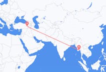 Flyg från Rangoon, Myanmar (Burma) till Mus, Turkiet