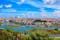 photo of panoramic view of Istanbul from Pierre Loti Hill (Tepesi)at beautiful daytime cityscape with Golden Horn Bay and buildings and blue sky with clouds in Turkey.
