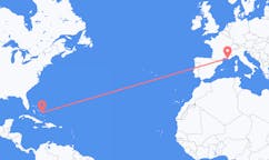 Flyreiser fra San Salvador, Bahamas til Marseille, Frankrike