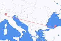 イタリアのミラノから、トルコのゾングルダクまでのフライト