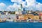 Photo of scenic summer panorama of the Market Square (Kauppatori) at the Old Town pier in Helsinki, Finland.