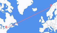 Flug frá Ithaca, Bandaríkjunum til Bodø, Noregi
