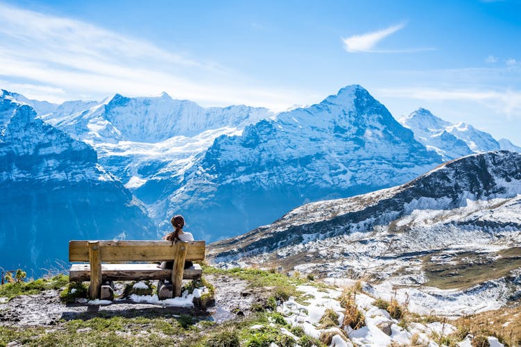 photo of scenery of Swiss alps at hiking pass above Grindelwald, Switzerland.