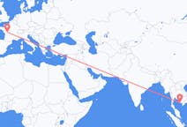 カンボジアのシアヌークビル県から、フランスのポワティエまでのフライト