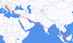 Vluchten van Kuching, Maleisië naar Pescara, Italië