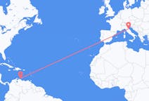 Flyreiser fra Willemstad, Curaçao til Forli, Italia