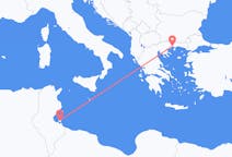 チュニジアのジェルバ島から、ギリシャのカバラ県までのフライト