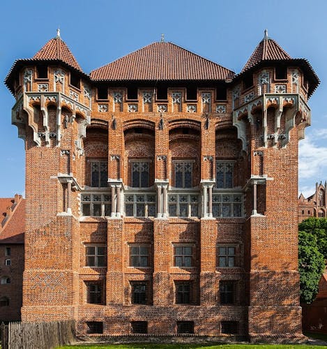 photo of view of Brick Gothic details of the castle, Malbork, Poland.