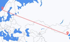 Flug frá Tianjin, Kína til Ørlands, Noregi