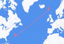Voos das Bermudas, Reino Unido para Sorvágur, Ilhas Faroe