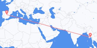 Flyreiser fra Myanmar (Burma) til Spania