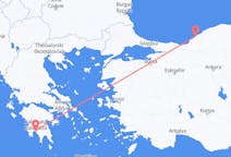 Lennot Zonguldakista, Turkki Kalamataan, Kreikka