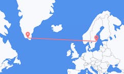 Lennot Narsaqista, Grönlanti Tukholmaan, Ruotsi