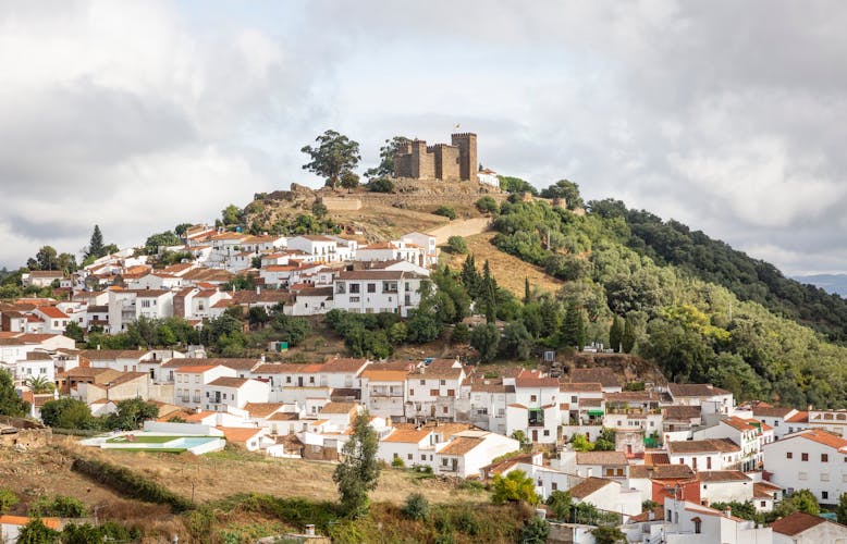 a view over Cortegana town and the castle, province of Huelva, Andalusia, Spain.