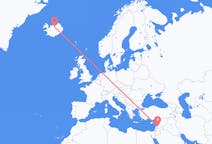 시리아 다마스쿠스에서 출발해 아이슬란드 아쿠레이리로(으)로 가는 항공편