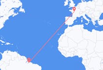 Flyg från Belém (kommun i Brasilien, Pará, lat -1,34, long -48,42), Brasilien till Tours, Frankrike