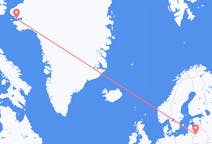リトアニアのビリニュスから、グリーンランドのカーナークまでのフライト