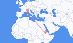 Flyrejser fra Gonder, Etiopien til Calvi, Frankrig