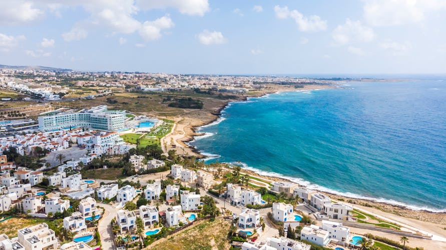 Photo of seascape and luxurious location in Paphos.